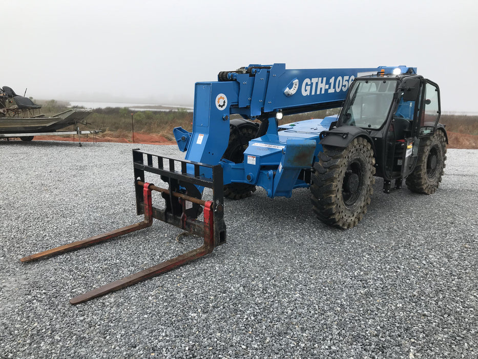 2019 Genie GTH-1056 Cab/Heat/AC, Solid RT Tires, LED Work Lights, Beacon 60" QA Carriage, 60" Forks
