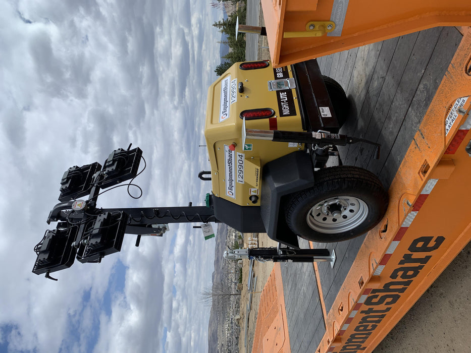 2021 Allmand NLV3GR (4) LED Light Fixture 350W, 23' Vertical Mast, 3kW Prime, Towable, Deep Sea L401, Leveling Jacks, Yanmar T4F 5.8hp