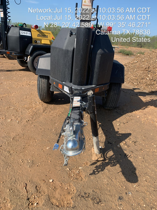 2022 Allmand NLV3GR (4) LED Light Fixture 350W, 23' Vertical Mast, 3kW Prime, Towable, Deep Sea L401, Leveling Jacks, Yanmar T4F 5.8hp