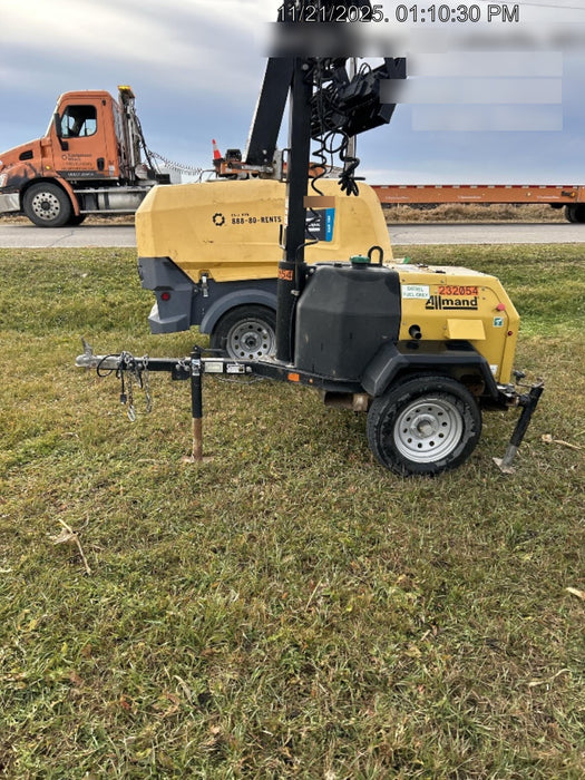 2022 Allmand NLV3GR (4) LED Light Fixture 350W, 23' Vertical Mast, 3kW Prime, Towable, Deep Sea L401, Leveling Jacks, Yanmar T4F 5.8hp