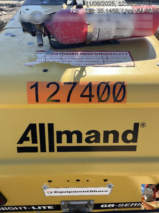 2021 Allmand NLV3GR (4) LED Light Fixture 350W, 23' Vertical Mast, 3kW Prime, Towable, Deep Sea L401, Leveling Jacks, Yanmar T4F 5.8hp