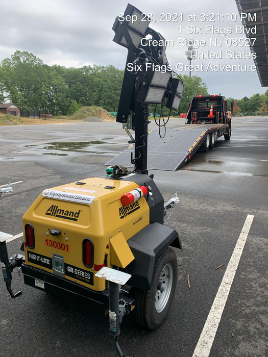 2021 Allmand NLV3GR (4) LED Light Fixture 350W, 23' Vertical Mast, 3kW Prime, Towable, Deep Sea L401, Leveling Jacks, Yanmar T4F 5.8hp