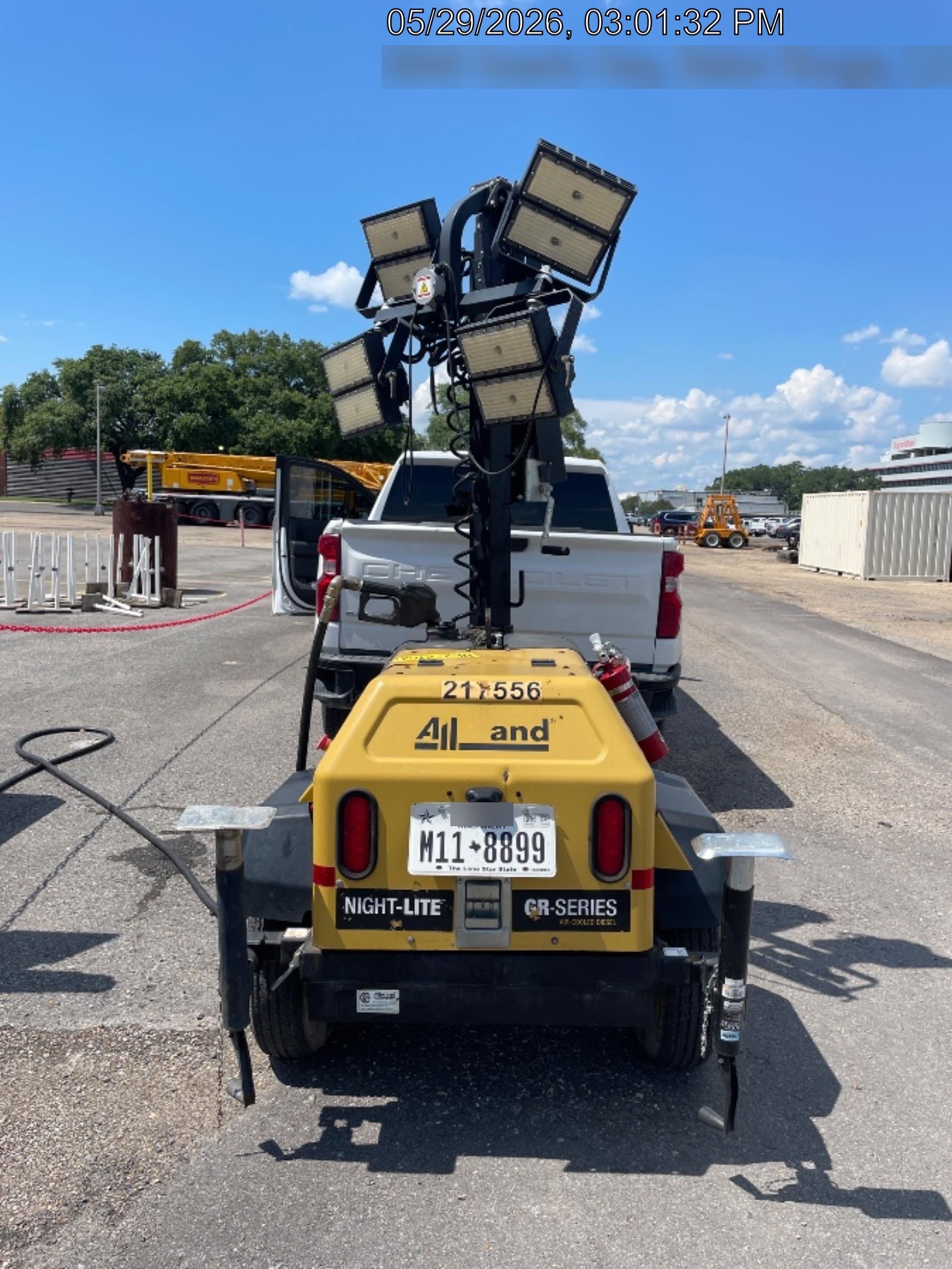 2022 Allmand NLV3GR (4) LED Light Fixture 350W, 23' Vertical Mast, 3kW Prime, Towable, Deep Sea L401, Leveling Jacks, Yanmar T4F 5.8hp