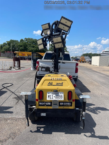 2022 Allmand NLV3GR (4) LED Light Fixture 350W, 23' Vertical Mast, 3kW Prime, Towable, Deep Sea L401, Leveling Jacks, Yanmar T4F 5.8hp