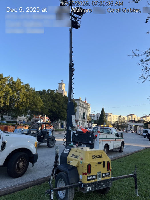 2022 Allmand NLV3GR (4) LED Light Fixture 350W, 23' Vertical Mast, 3kW Prime, Towable, Deep Sea L401, Leveling Jacks, Yanmar T4F 5.8hp