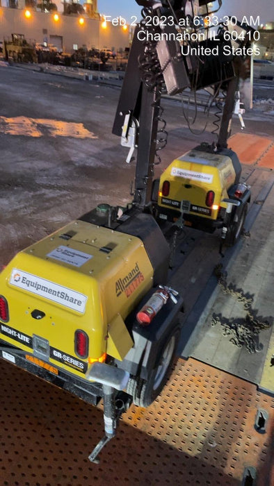 2022 Allmand NLV3GR (4) LED Light Fixture 350W, 23' Vertical Mast, 3kW Prime, Towable, Deep Sea L401, Leveling Jacks, Yanmar T4F 5.8hp