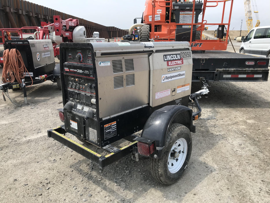 2019 Lincoln Electric Vantage 322 Welder Ready-Pak 3, Two wheel trailer, Fender and Light kit, Cable Rack