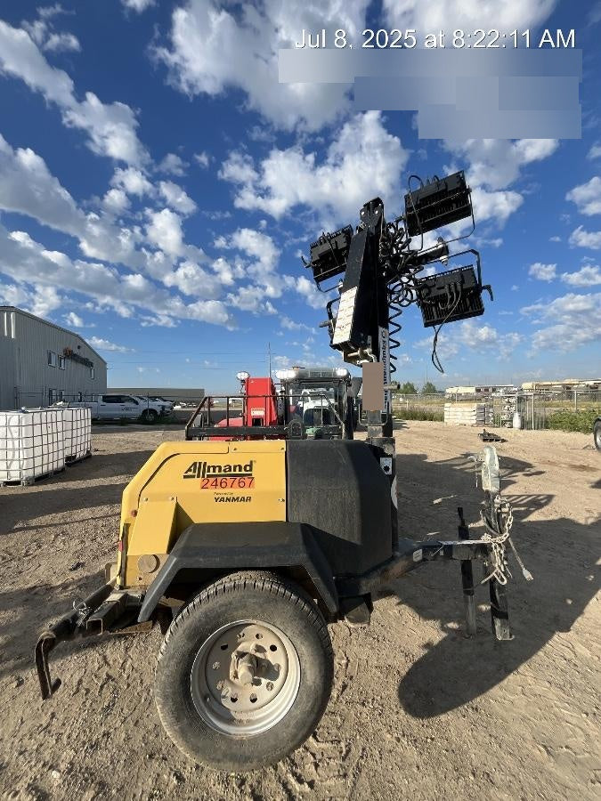 2022 Allmand NLV3GR (4) LED Light Fixture 350W, 23' Vertical Mast, 3kW Prime, Towable, ES Decals, T3