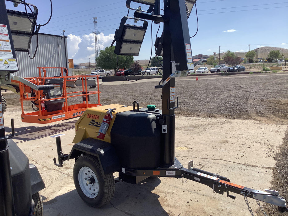 2021 Allmand NLV3GR (4) LED Light Fixture 350W, 23' Vertical Mast, 3kW Prime, Towable, Deep Sea L401, Leveling Jacks, Yanmar T4F 5.8hp