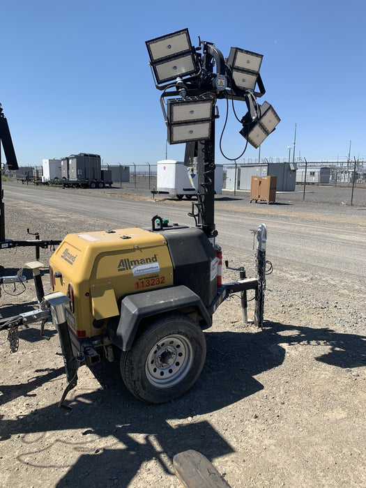 2020 Allmand NLV3GR (4) LED Light Fixture 350W, 23' Vertical Mast, 3kW Prime, Towable, Deep Sea L401, Leveling Jacks, Yanmar T4F 5.8hp