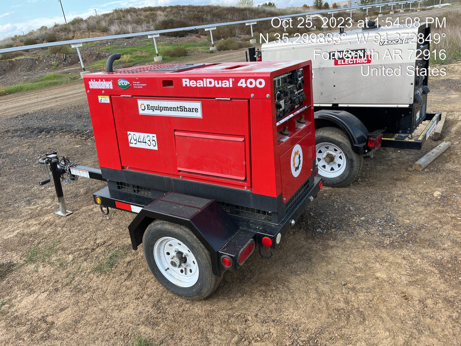 2023 Shindaiwa DGW400MDL Kubota D902 Engine, 23 HP, Dual Op Welder, Wire, Arc, Droop Stick, Tig, and CC Stick Functionality, Simulphase, 3 Phase and 1 Phase Gen Output, Single Axle NB Trlr, Slr Trckl Chrg 12V 12W, Fire Ext