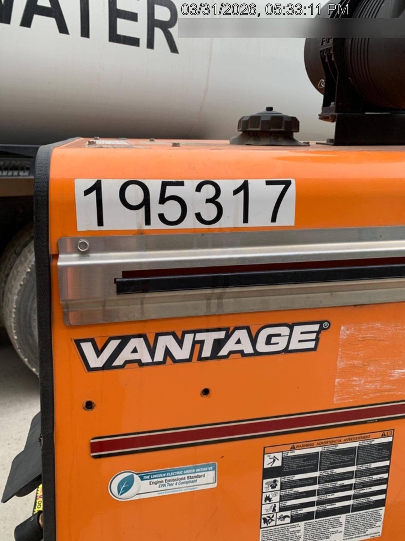 2021 Lincoln Electric Vantage 549X Ready Pak 3, ORANGE (includes trailer, cable rack, fender light kit)