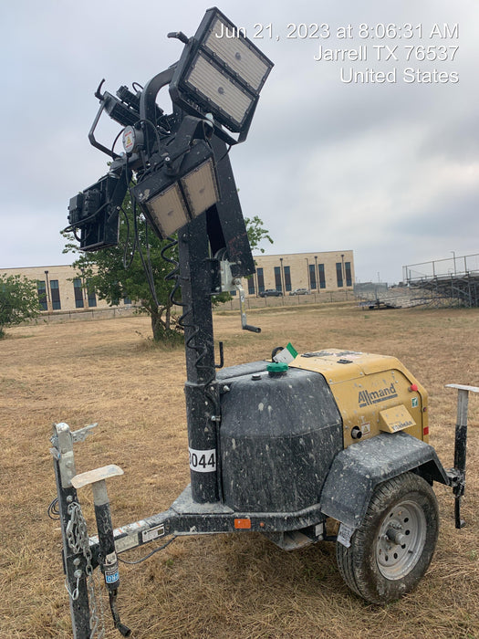 2022 Allmand NLV3GR (4) LED Light Fixture 350W, 23' Vertical Mast, 3kW Prime, Towable, ES Decals, T3