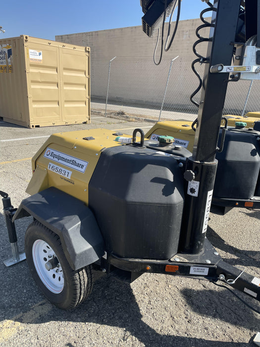 2021 Allmand NLV3GR (4) LED Light Fixture 350W, 23' Vertical Mast, 3kW Prime, Towable, Deep Sea L401, Leveling Jacks, Yanmar T4F 5.8hp