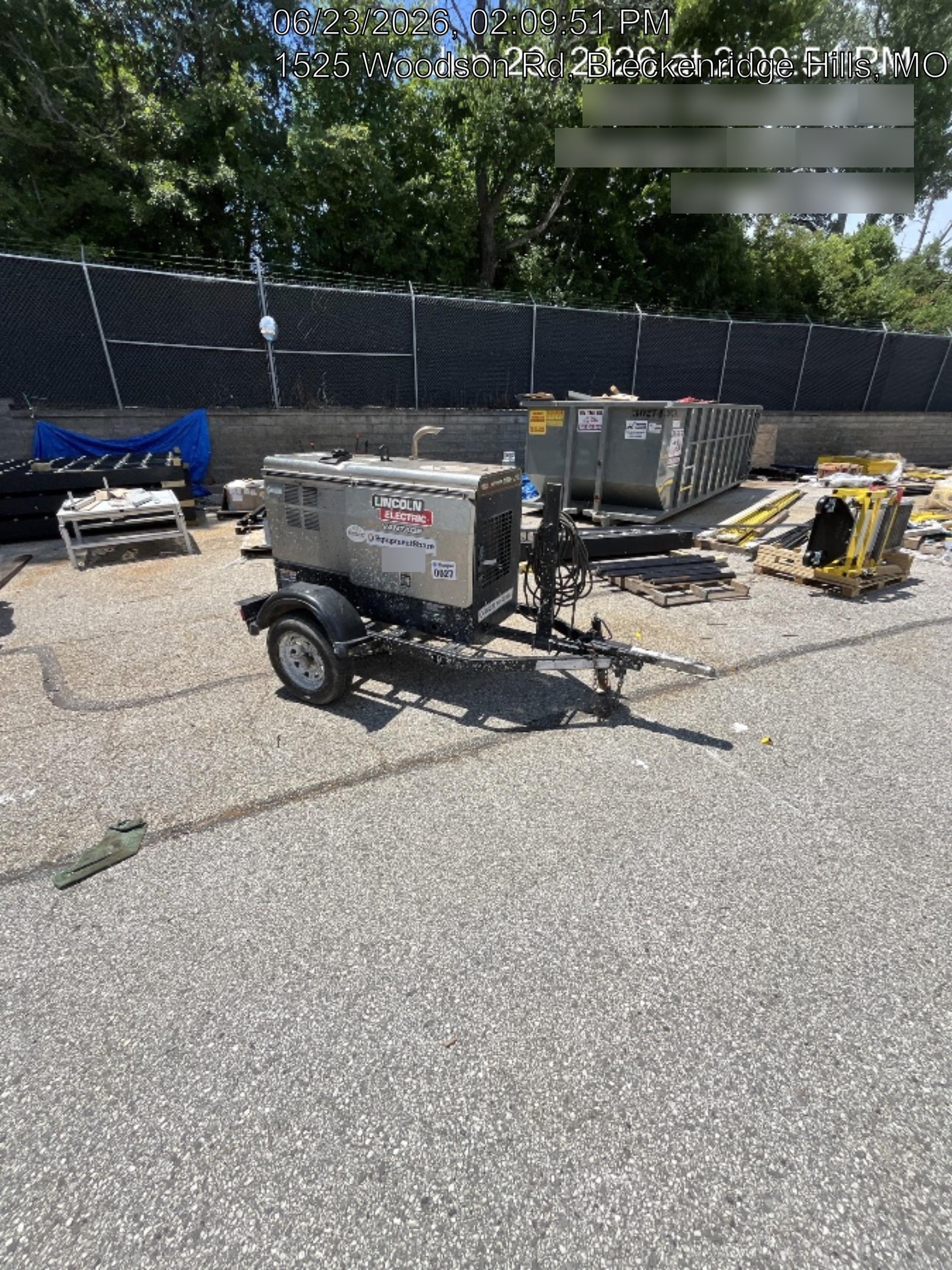 2019 Lincoln Electric Vantage 322 Welder Ready-Pak 3, Two wheel trailer, Fender and Light kit, Cable Rack