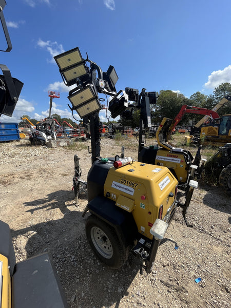 2022 Allmand NLV3GR (4) LED Light Fixture 350W, 23' Vertical Mast, 3kW Prime, Towable, Deep Sea L401, Leveling Jacks, Yanmar T4F 5.8hp