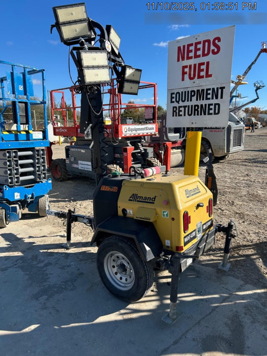 2020 Allmand NLV3GR (4) LED Light Fixture 350W, 23' Vertical Mast, 3kW Prime, Towable, Deep Sea L401, Leveling Jacks, Yanmar T4F 5.8hp