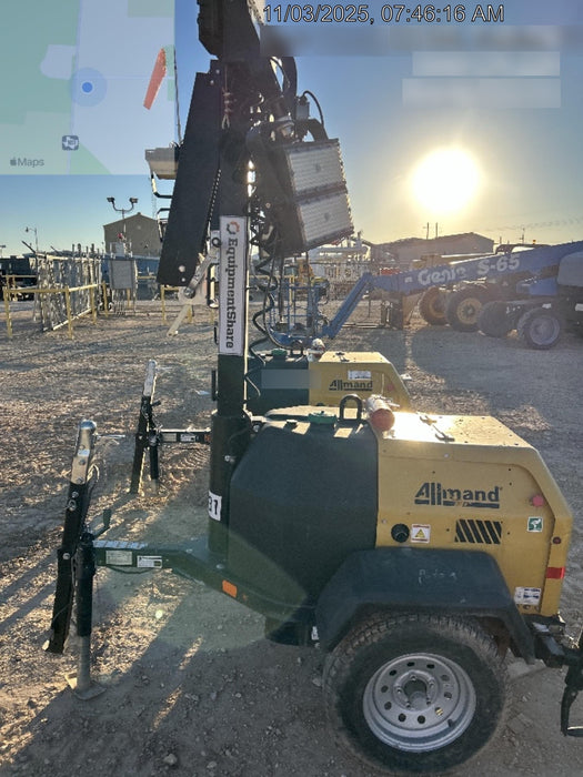 2022 Allmand NLV3GR (4) LED Light Fixture 350W, 23' Vertical Mast, 3kW Prime, Towable, ES Decals, T3