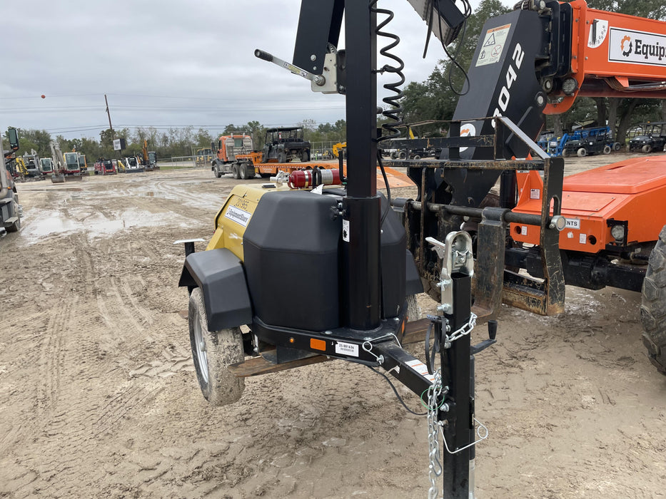 2022 Allmand NLV3GR (4) LED Light Fixture 350W, 23' Vertical Mast, 3kW Prime, Towable, Deep Sea L401, Leveling Jacks, Yanmar T4F 5.8hp