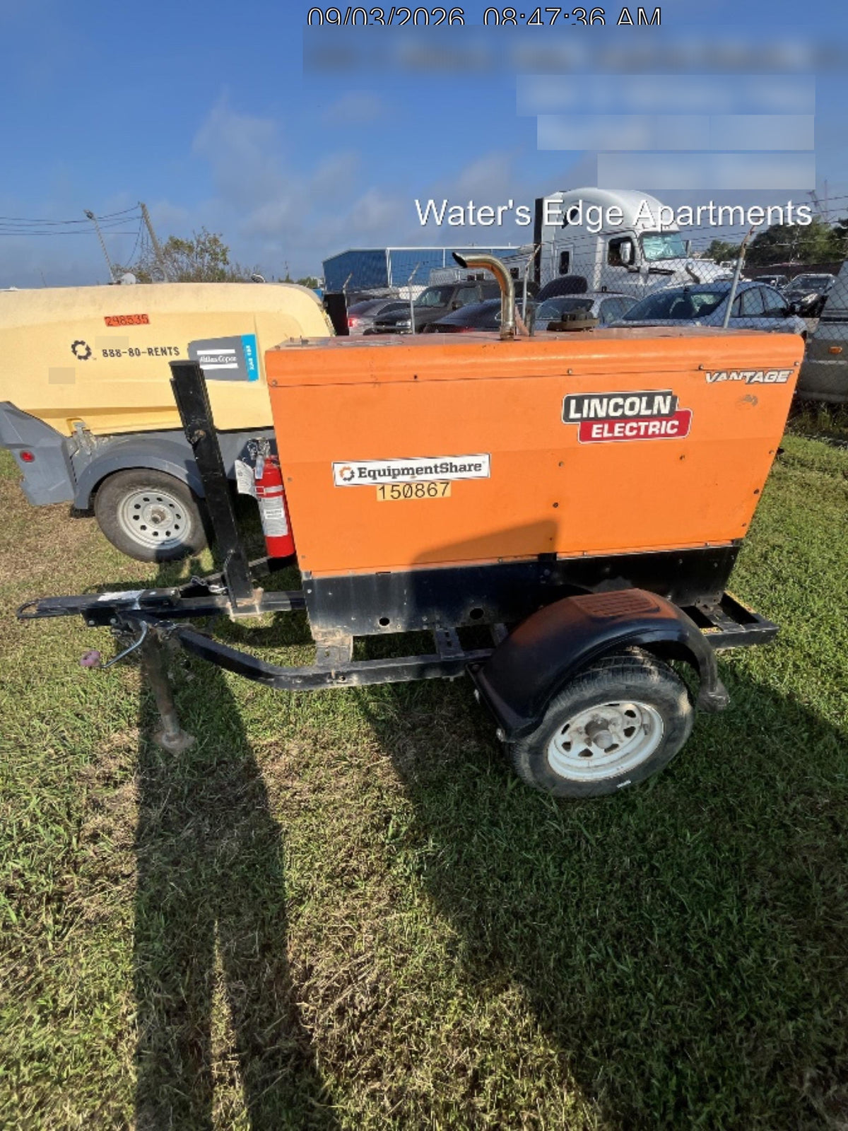 2021 Lincoln Electric Vantage 322 Vantage 322 Ready Pak 3 w/ Telematics & Decals, ORANGE (includes trailer, cable rack, fender light kit)