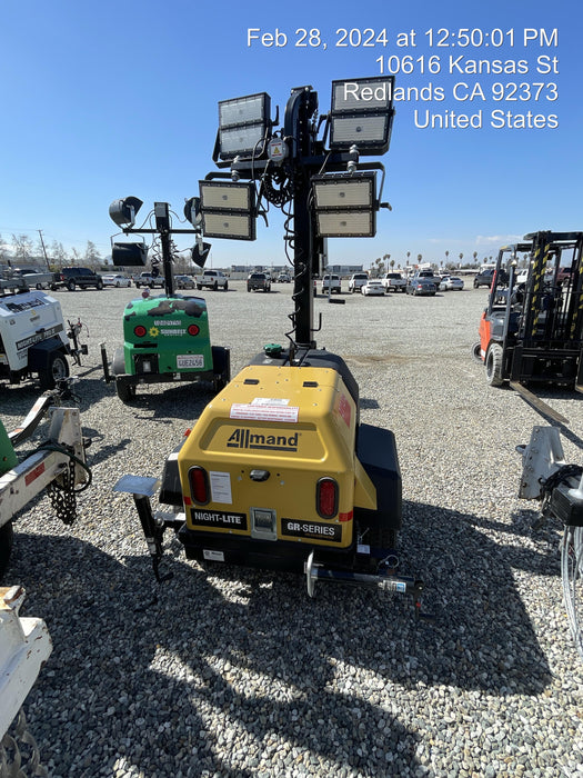 2022 Allmand NLV3GR (4) LED Light Fixture 350W, 23' Vertical Mast, 3kW Prime, Towable, ES Decals, T3