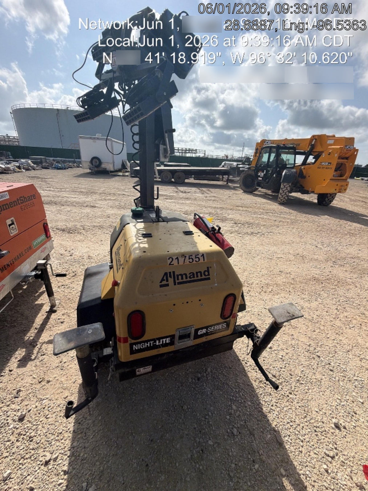 2022 Allmand NLV3GR (4) LED Light Fixture 350W, 23' Vertical Mast, 3kW Prime, Towable, Deep Sea L401, Leveling Jacks, Yanmar T4F 5.8hp