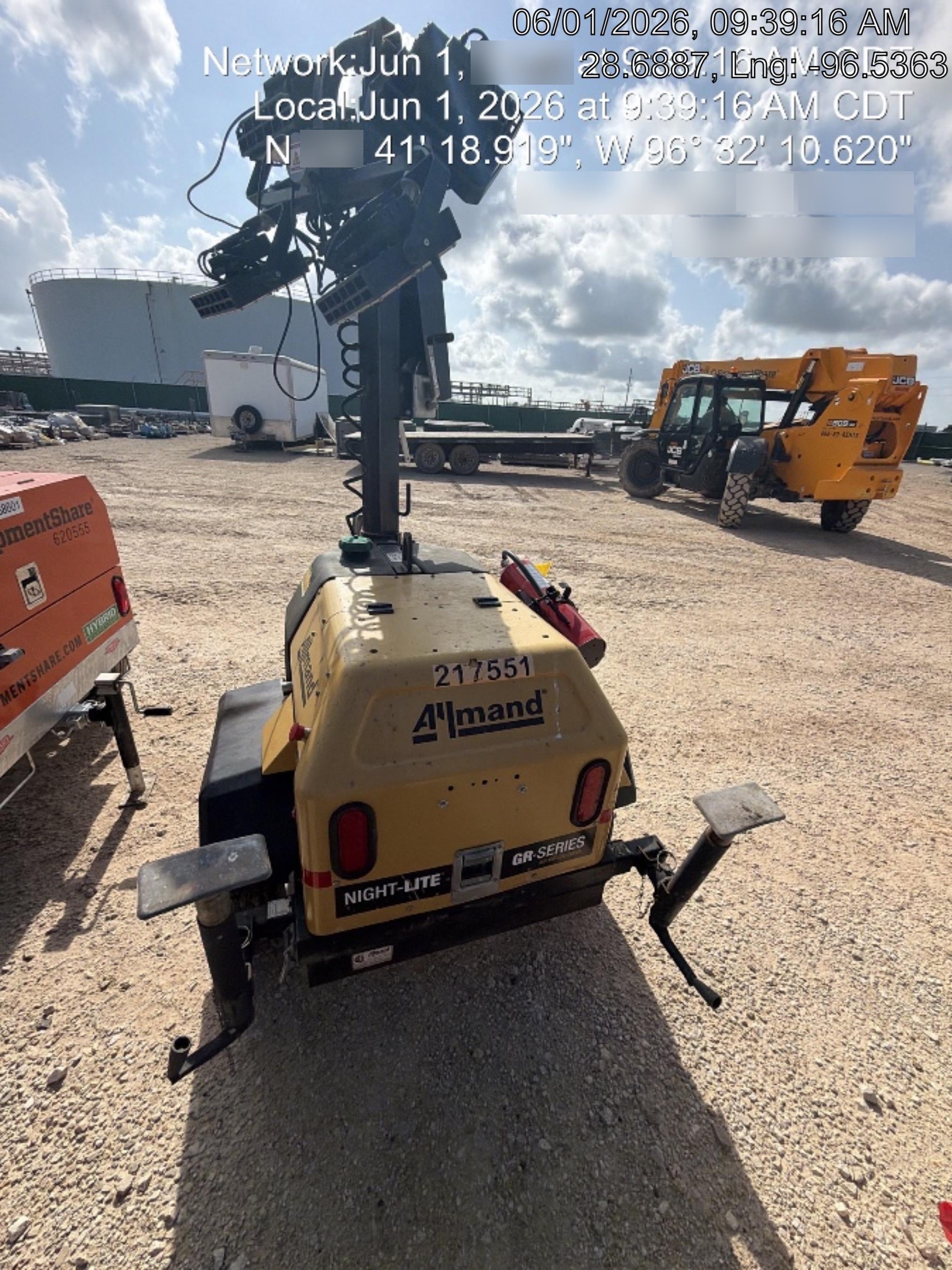 2022 Allmand NLV3GR (4) LED Light Fixture 350W, 23' Vertical Mast, 3kW Prime, Towable, Deep Sea L401, Leveling Jacks, Yanmar T4F 5.8hp