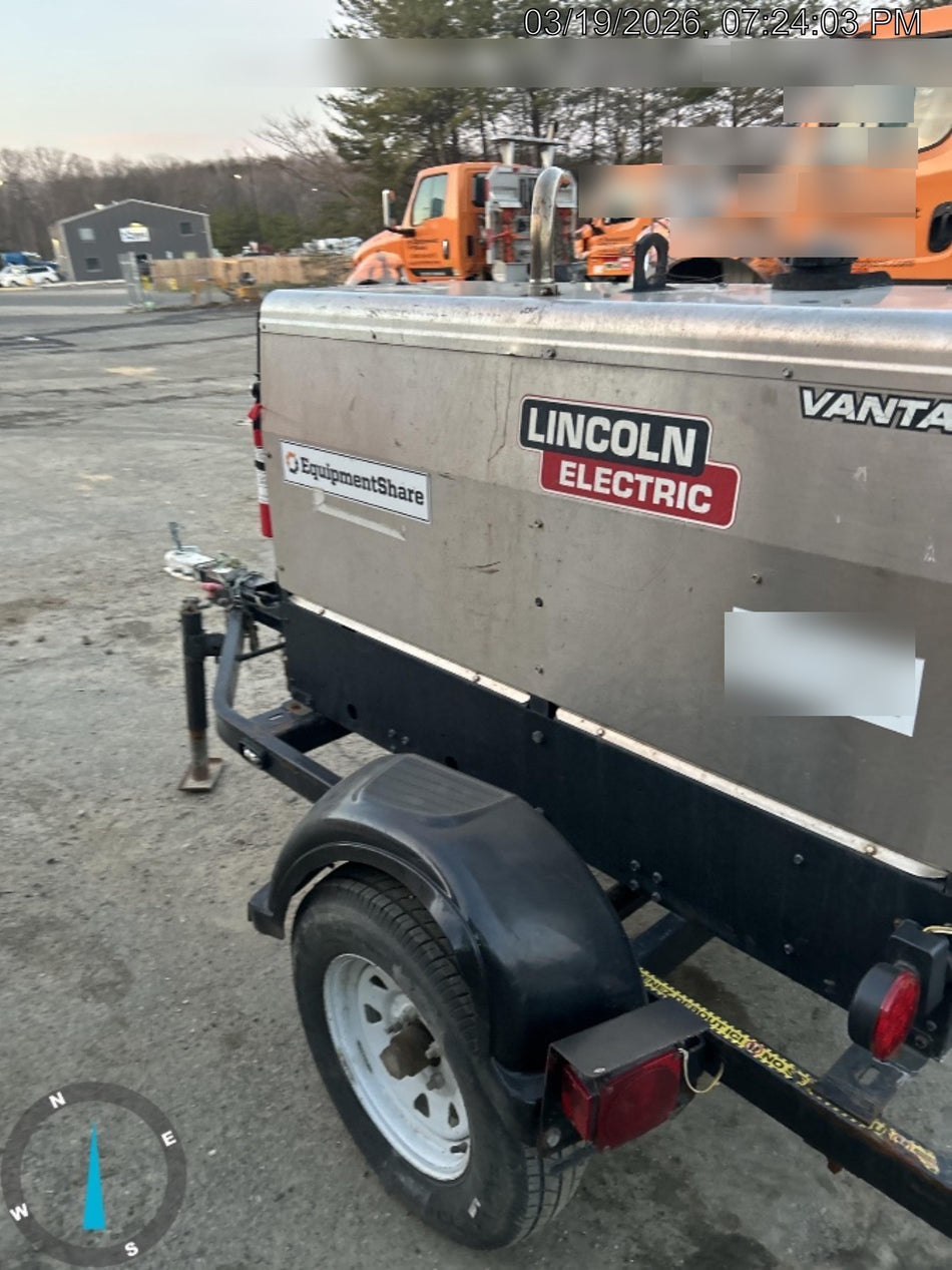 2019 Lincoln Electric Vantage 322 Ready-Pak 3, Two Wheel Trailer, Fender and Light Kit, Cable Rack