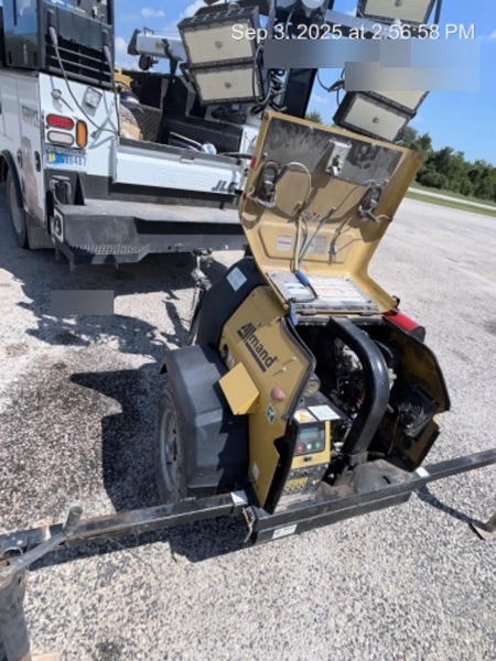 2022 Allmand NLV3GR (4) LED Light Fixture 350W, 23' Vertical Mast, 3kW Prime, Towable, Deep Sea L401, Leveling Jacks, Yanmar T4F 5.8hp