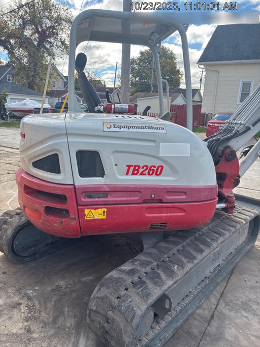 2019 Takeuchi TB260 Takeuchi TB260 Canopy w/Rubber Tracks, Auxiliary Hydraulics, Standard Blade, Manual QC, 12 / 18 / 24" Buckets, Hydraulic Thumb Installed