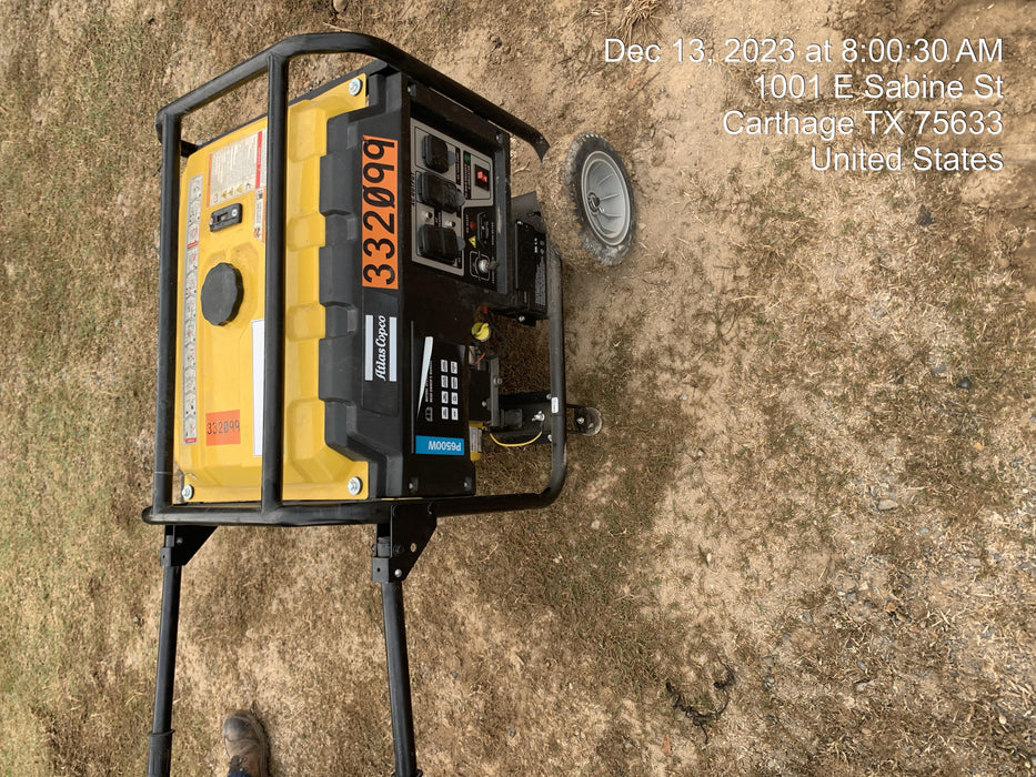 2023 Atlas Copco P6500W 5.5kW, AC390FD Gasoline Engine, Wheel & Handle Kit, (2) 120V Duplex 15A + (1) 120/240V 30A Twist Lock