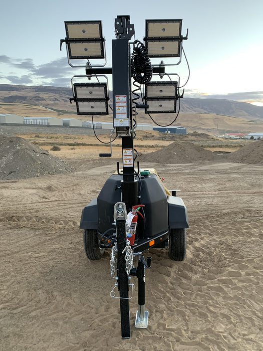 2021 Allmand NLV3GR (4) LED Light Fixture 350W, 23' Vertical Mast, 3kW Prime, Towable, Deep Sea L401, Leveling Jacks, Yanmar T4F 5.8hp