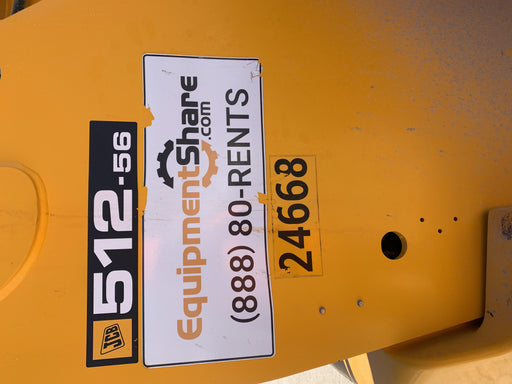 2019 JCB 512-56 74 HP w/CAB/HVAC, Beacon, Aux Hydraulics, Worklights, Solid Tires w/60" Carriage/Forks