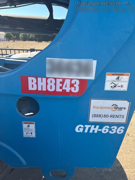 2019 Genie GTH-636 Canopy, Solid RT Tires, LED Work Lights, Beacon 60" QA Carriage, 48" Forks