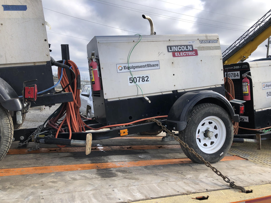 2019 Lincoln Electric Vantage 322 Welder Ready-Pak 3, Two wheel trailer, Fender and Light kit, Cable Rack