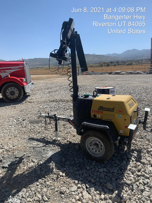 2021 Allmand NLV3GR (4) LED Light Fixture 350W, 23' Vertical Mast, 3kW Prime, Towable, Deep Sea L401, Leveling Jacks, Yanmar T4F 5.8hp