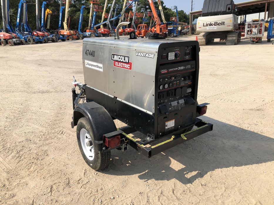 2019 Lincoln Electric Vantage 322 Ready-Pak 3, Two Wheel Trailer, Fender and Light Kit, Cable Rack