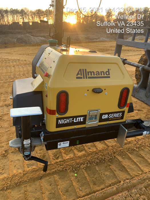 2021 Allmand NLV3GR (4) LED Light Fixture 350W, 23' Vertical Mast, 3kW Prime, Towable, Deep Sea L401, Leveling Jacks, Yanmar T4F 5.8hp