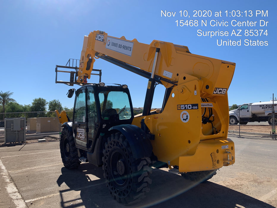2020 JCB 510-56 Cab/Heat/Air, Solid Tires, Work Lights, Beacon, Aux Hydraulics, Back up Alarm, Lifting Eye, ES Decals