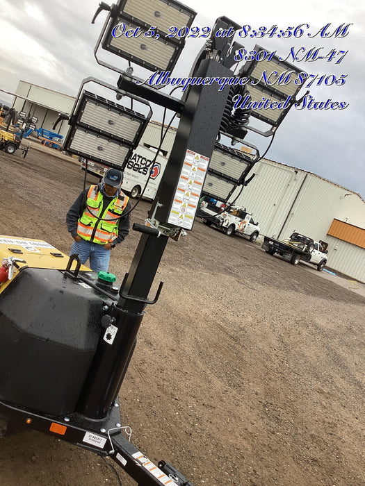 2022 Allmand NLV3GR (4) LED Light Fixture 350W, 23' Vertical Mast, 3kW Prime, Towable, ES Decals, T3