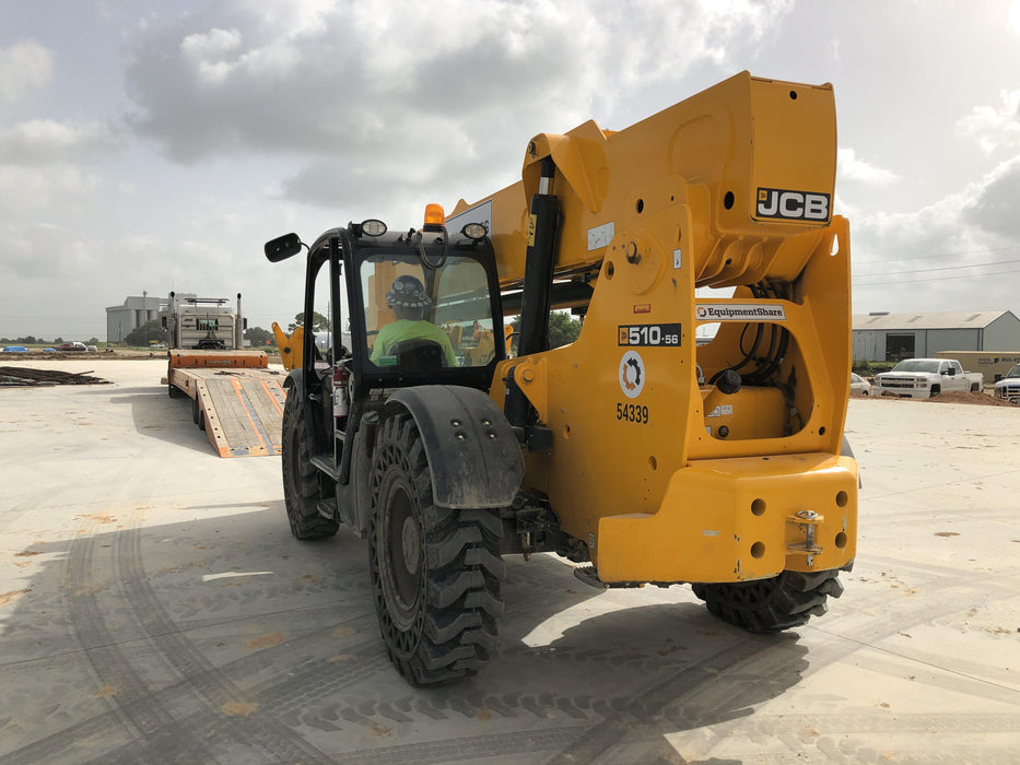 2019 JCB 510-56 Canopy, 74 HP, Solid Tires, STD Worklight, Beacon, Aux Hydraulics, Lifting Eye, Back up Alarm w/66" Carriage/60" Forks