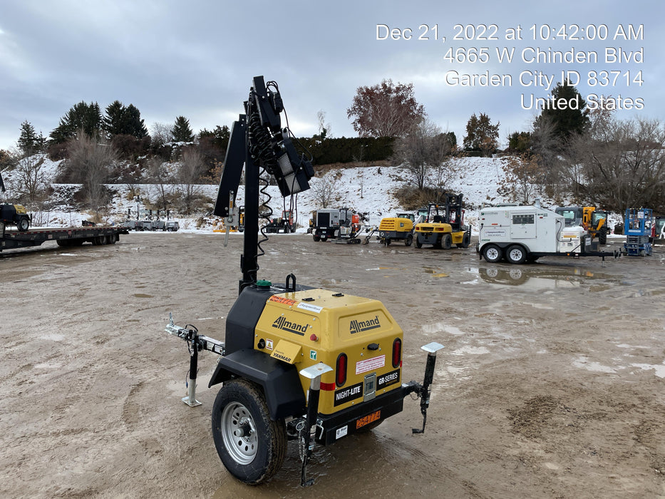 2022 Allmand NLV3GR (4) LED Light Fixture 350W, 23' Vertical Mast, 3kW Prime, Towable, ES Decals, T3