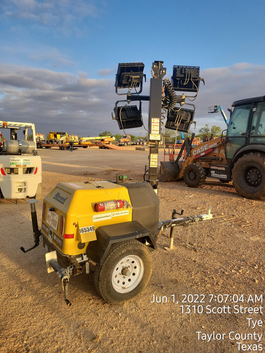 2021 Allmand NLV3GR (4) LED Light Fixture 350W, 23' Vertical Mast, 3kW Prime, Towable, Deep Sea L401, Leveling Jacks, Yanmar T4F 5.8hp