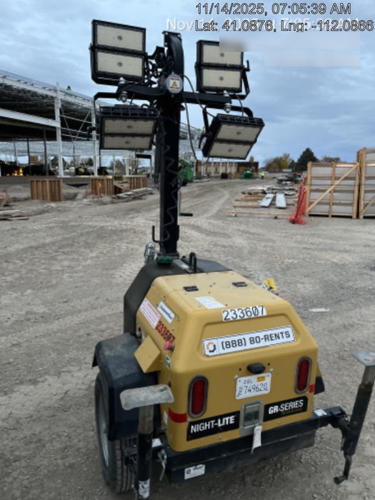 2022 Allmand NLV3GR (4) LED Light Fixture 350W, 23' Vertical Mast, 3kW Prime, Towable, Deep Sea L401, Leveling Jacks, Yanmar T4F 5.8hp