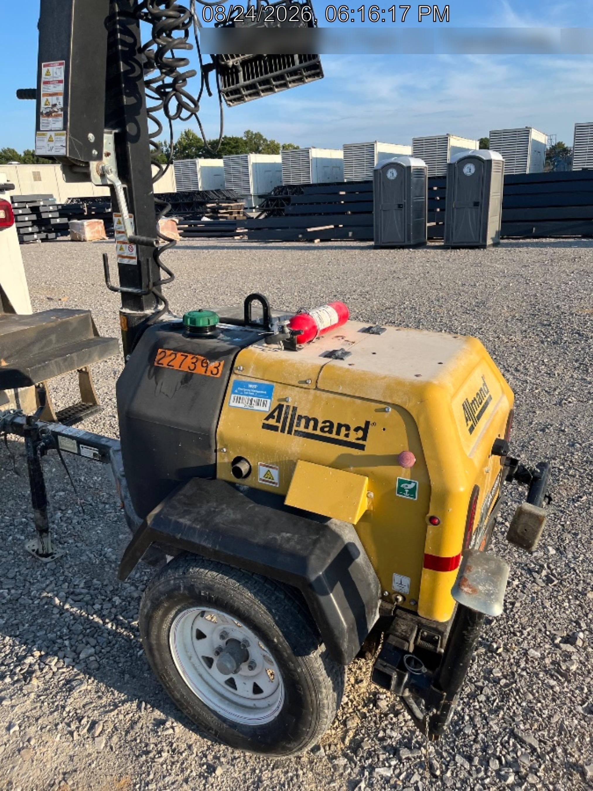 2022 Allmand NLV3GR (4) LED Light Fixture 350W, 23' Vertical Mast, 3kW Prime, Towable, Deep Sea L401, Leveling Jacks, Yanmar T4F 5.8hp