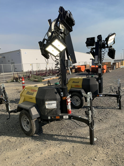 2020 Allmand NLV3GR (4) LED Light Fixture 350W, 23' Vertical Mast, 3kW Prime, Towable, Deep Sea L401, Leveling Jacks, Yanmar T4F 5.8hp