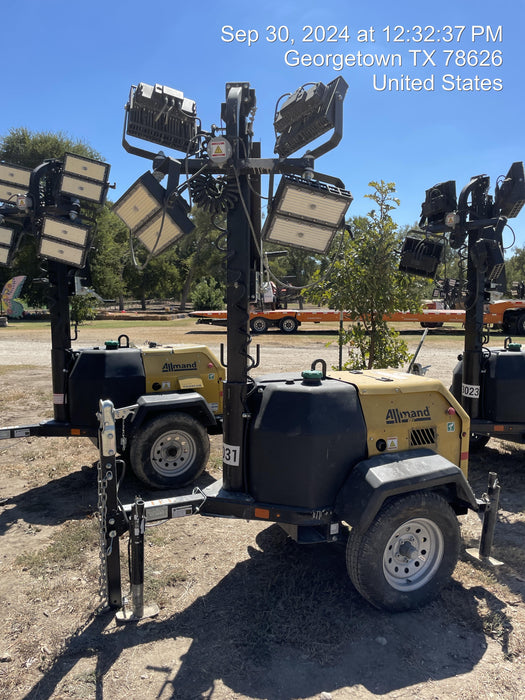 2022 Allmand NLV3GR (4) LED Light Fixture 350W, 23' Vertical Mast, 3kW Prime, Towable, ES Decals, T3