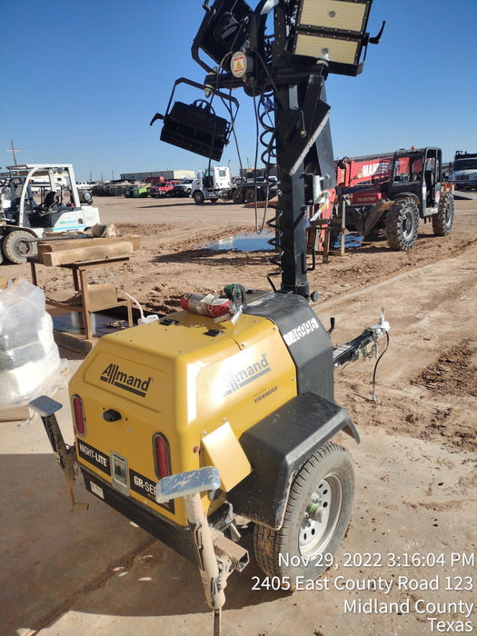 2022 Allmand NLV3GR (4) LED Light Fixture 350W, 23' Vertical Mast, 3kW Prime, Towable, ES Decals, T3