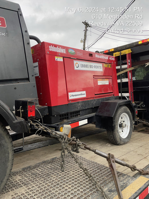 2022 Shindaiwa DGW400MDL Kubota D902 Engine, 23 HP, Dual Op Welder, Wire, Arc, Droop Stick, Tig, and CC Stick Functionality, Simulphase, 3 Phase and 1 Phase Gen Output, Single Axle NB Trlr, Slr Trckl Chrg 12V 12W, Fire Ext