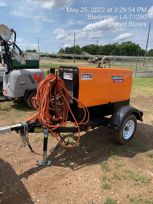 2021 Lincoln Electric Vantage 322 Vantage 322 Ready Pak 3 w/ Decals, ORANGE (includes trailer, cable rack, fender light kit) NO Telematics